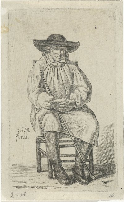 Uomo seduto con bastone da Anthonie Willem Hendrik Nolthenius de Man