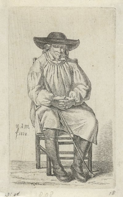 Uomo seduto con bastone da Anthonie Willem Hendrik Nolthenius de Man