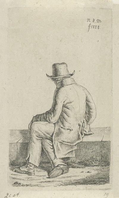 Uomo seduto su un muretto da Anthonie Willem Hendrik Nolthenius de Man