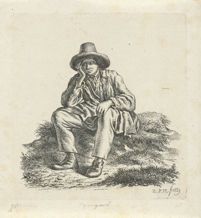 Uomo seduto che sostiene la testa da Anthonie Willem Hendrik Nolthenius de Man
