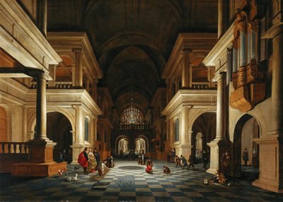 Interno di una chiesa con figure eleganti, 1632 da Anthonie de Lorme