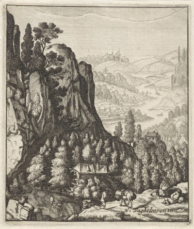 Paesaggio montano roccioso con contadini da Anthonie de Winter (attributed to)