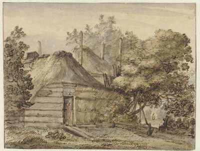 Fattoria e un pagliaio tra gli alberi da Anthonie van Borssom