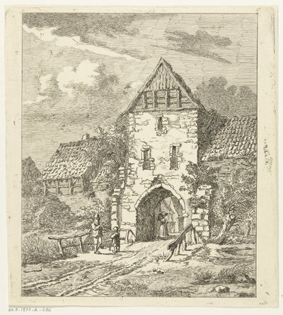 Alcune figure vicino a una vecchia porta della città da Anthonie van den Bos