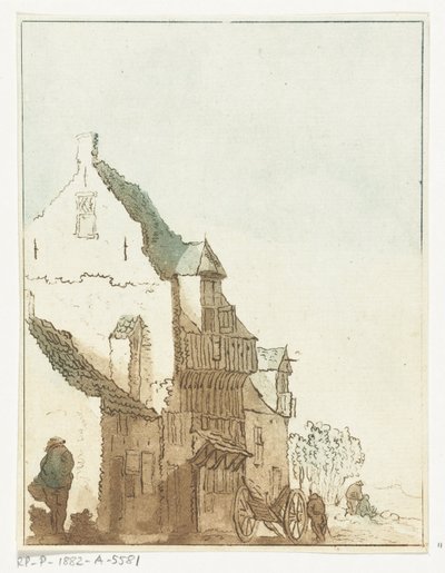 Casa con carriola davanti alla porta da Anthonie van den Bos