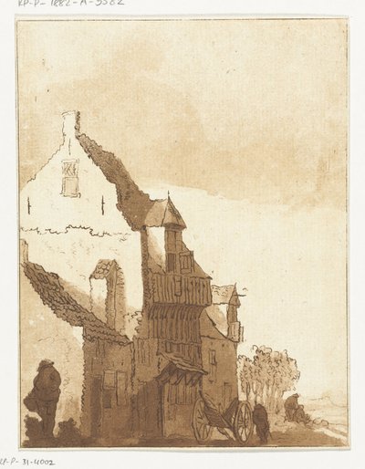 Casa con carriola davanti alla porta da Anthonie van den Bos