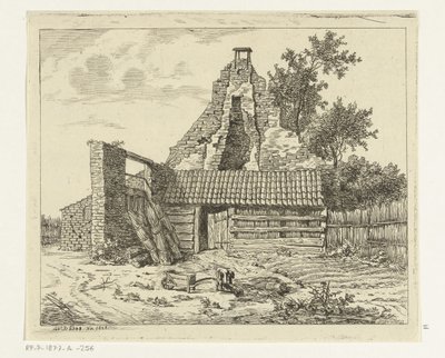 Tagliatore di canne davanti alle rovine della casa Snaatburg a Maarssen da Anthonie van den Bos