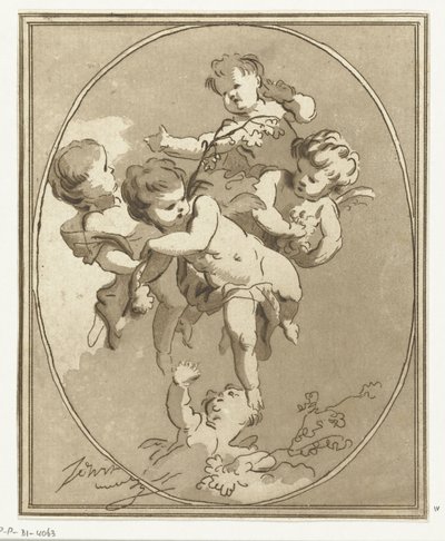 Cinque putti con rami di fiori da Anthonie van den Bos