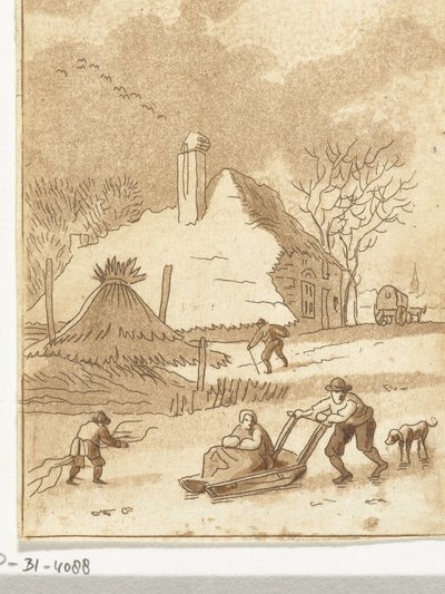 Paesaggio invernale con divertimenti sul ghiaccio da Anthonie van den Bos