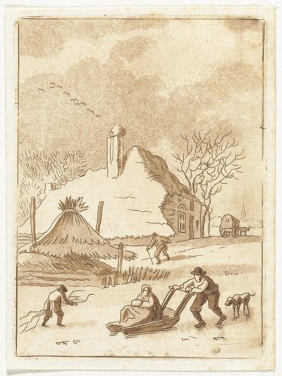 Paesaggio invernale con divertimenti sul ghiaccio da Anthonie van den Bos