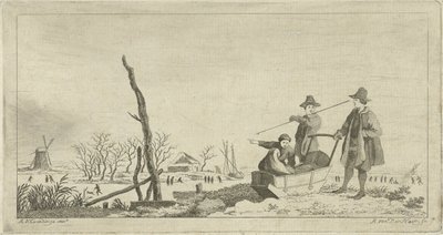 Figure vicino a una slitta in un paesaggio invernale da Anthonij van der Haer