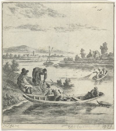 Pescatori su un fiume da Anthonij van der Haer