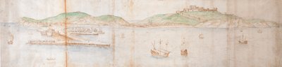 Dover dal mare, metà XVI secolo da Anthonis van den Wyngaerde