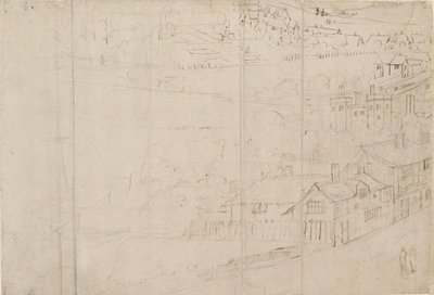 Panorama di Londra visto da Southwark: Bankside, 1554 da Anthonis van den Wyngaerde