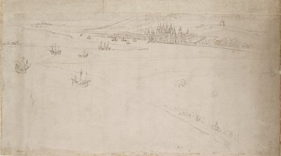 Panorama di Londra visto da Southwark: Greenwich, 1554 da Anthonis van den Wyngaerde