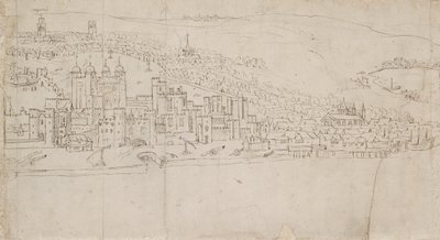 Panorama di Londra visto da Southwark: La Torre da Anthonis van den Wyngaerde