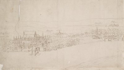 Panorama di Londra visto da Southwark: Westminster, 1554 da Anthonis van den Wyngaerde