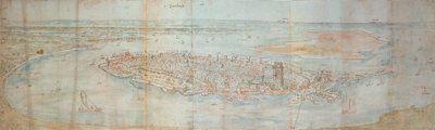 Veduta panoramica di Dordrecht, vista da un punto elevato a ovest da Anthonis van den Wyngaerde