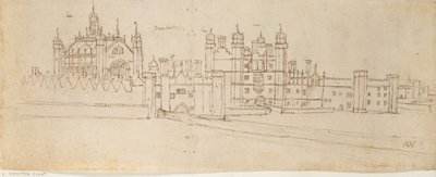 La cappella e la portineria di Hampton Court Palace da Anthonis van den Wyngaerde