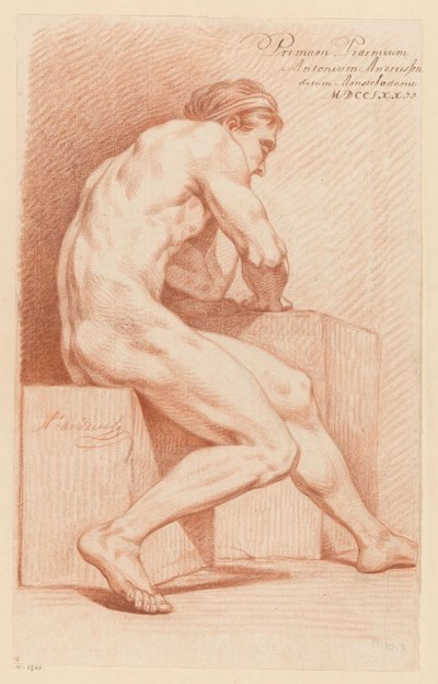 Nudo maschile seduto, visto di lato (1° premio 1772) da Anthony Andriessen