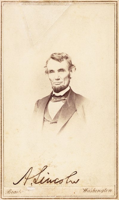 Abraham Lincoln, carte-de-visite firmata, 1864 da Anthony Berger