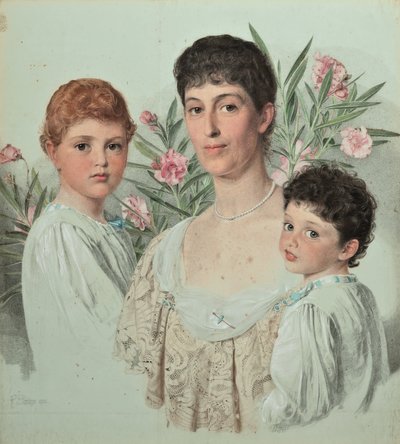 Ritratto di una madre e dei suoi due figli da Anthony Frederick Augustus Sandys
