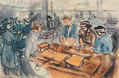 Tagliare e sbucciare. Un centro di cucina A.T.S., 1944 da Anthony Gross