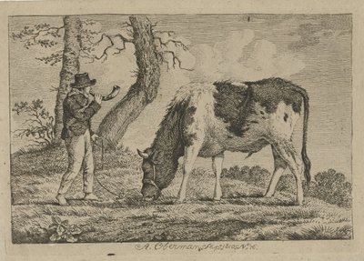 Pastore con mucca (Studies van koeien, schapen en geiten) da Anthony Oberman