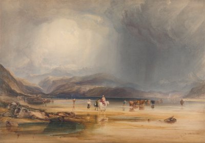Veduta di Snowdon dalle sabbie di Traeth Mawr, presa al guado tra Pont Aberglaslyn e Tremadoc da Anthony Vandyke Copley Fielding