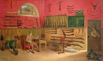 Sir Ralph Payne Gallwey nella sua sala delle armi a Thirkleby Hall, Yorkshire, 1914 da Anthony de Bru