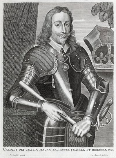 Carolus dei Gratia Magnae Britanniae, Franciae et Hiberniae (incisione a linee) da Anthony van (after) Dyck