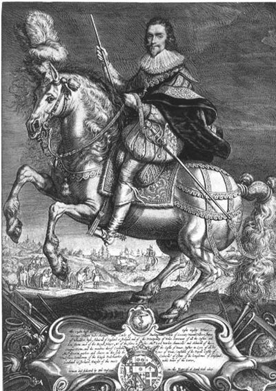 Ritratto equestre di George Villiers (1592-1628) 1° Duca di Buckingham, inciso da Willem de Passe (1598-1637) 1625 da Anthony van (after) Dyck