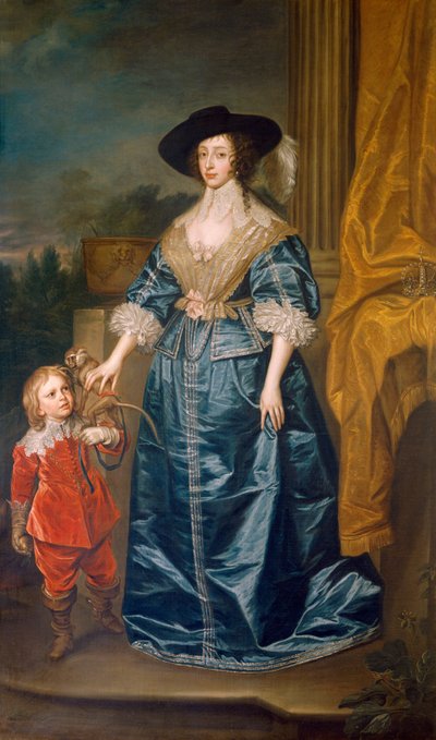 La regina Enrichetta Maria e il nano Sir Jeffrey Hudson da Anthony van (after) Dyck