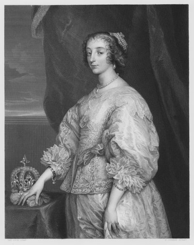 Regina Enrichetta Maria, dal quadro nella Collezione Reale (incisione) da Anthony van (after) Dyck