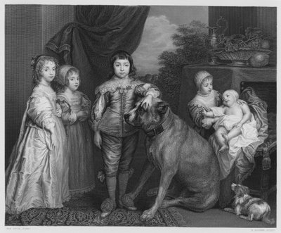 La famiglia di Carlo I, dal quadro nella Collezione Reale (incisione) da Anthony van (after) Dyck