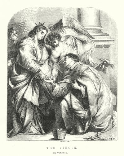La visione del beato Hermann Joseph (incisione) da Anthony van (after) Dyck