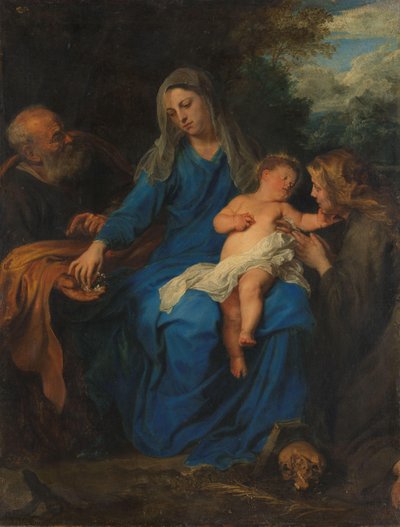 La Sacra Famiglia con una Santa in adorazione da Anthony van Dyck (follower of)