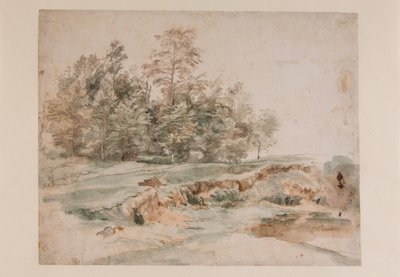 Un gruppo di alberi lungo una strada boschiva da Anthony van Dyck