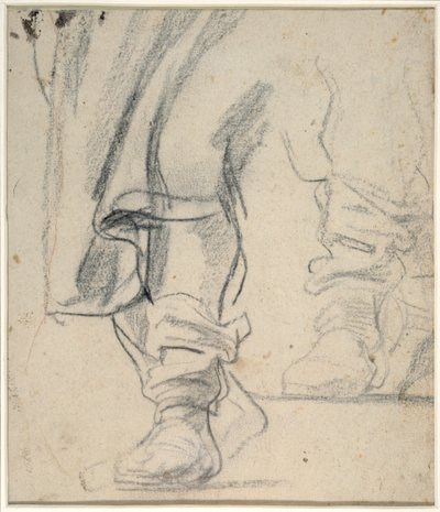 Gambe di un uomo con stivali e mantello discendente da Anthony van Dyck
