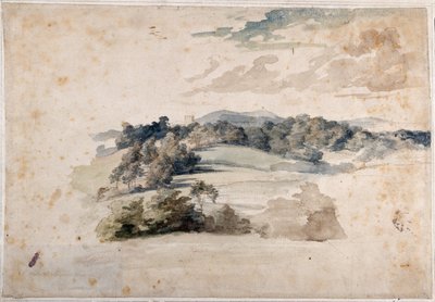 Paesaggio inglese di prati e colline boscose (matita e acquerello su carta) da Anthony van Dyck