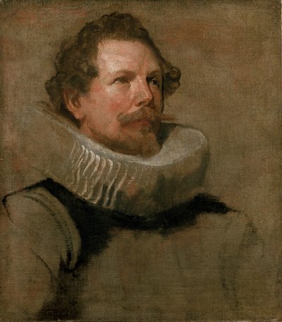 Testa di uomo barbuto con ruota di pizzo da Anthony van Dyck