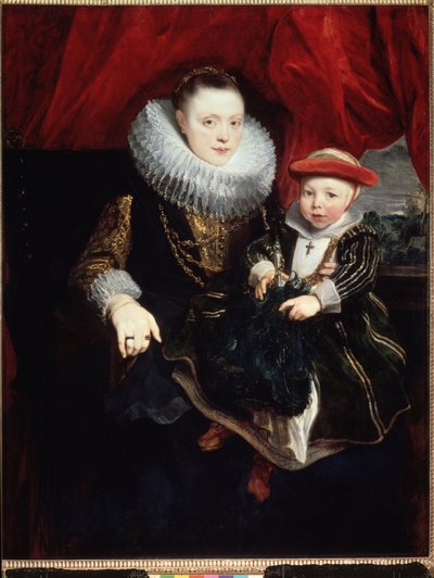 Ritratto di giovane donna con il suo bambino da Anthony van Dyck