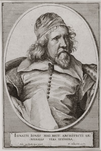 Ritratto di Inigo Jones (1573-1652) inciso da Wenceslaus Hollar (1607-77) 1655 da Anthony van Dyck