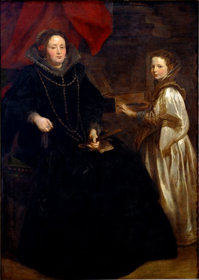 Ritratto di Porzia Imperiale con sua figlia Maria Francesca al clavicembalo da Anthony van Dyck