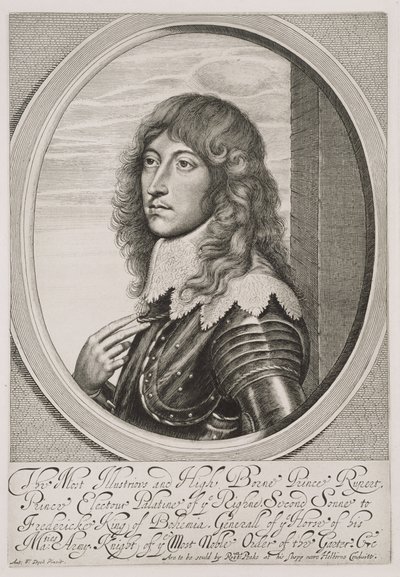 Ritratto del Principe Rupert (1619-82) Conte Palatino del Reno e Duca di Baviera, inciso da William Faithorne (1616-91) da Anthony van Dyck