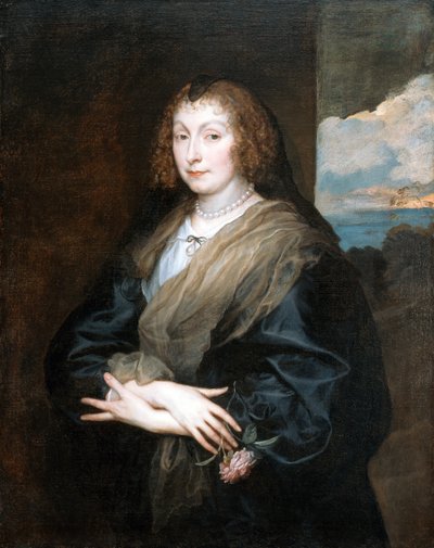 Ritratto di una donna con una rosa da Anthony van Dyck