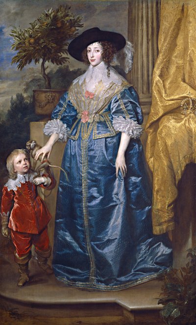 Regina Enrichetta Maria con Sir Jeffrey Hudson da Anthony van Dyck