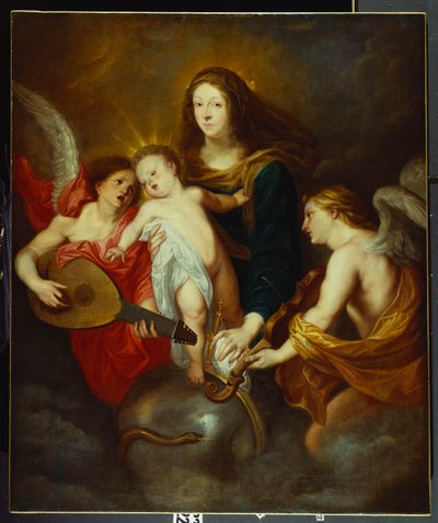 La Vergine e il Bambino Trionfanti sul Peccato con Due Angeli Musicali da Anthony van Dyck