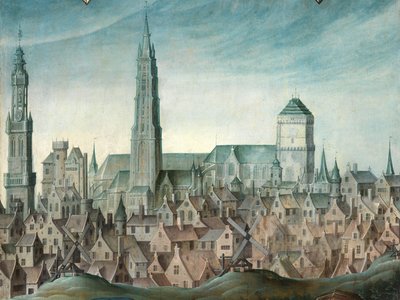 (dettaglio) del Ritratto di Juan Pardo II e delle sue mogli Anna Ingenieulandt e Maria Anchemant da Anthuenis (1536 1613) Claeissins or Claeissens