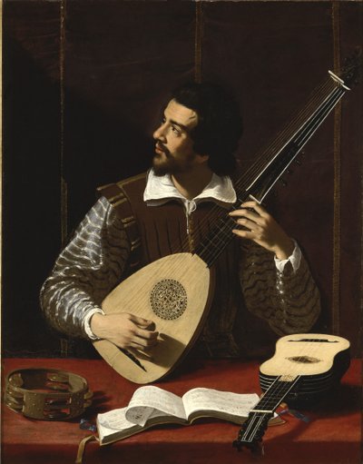 Il suonatore di tiorba da Antiveduto Gramatica